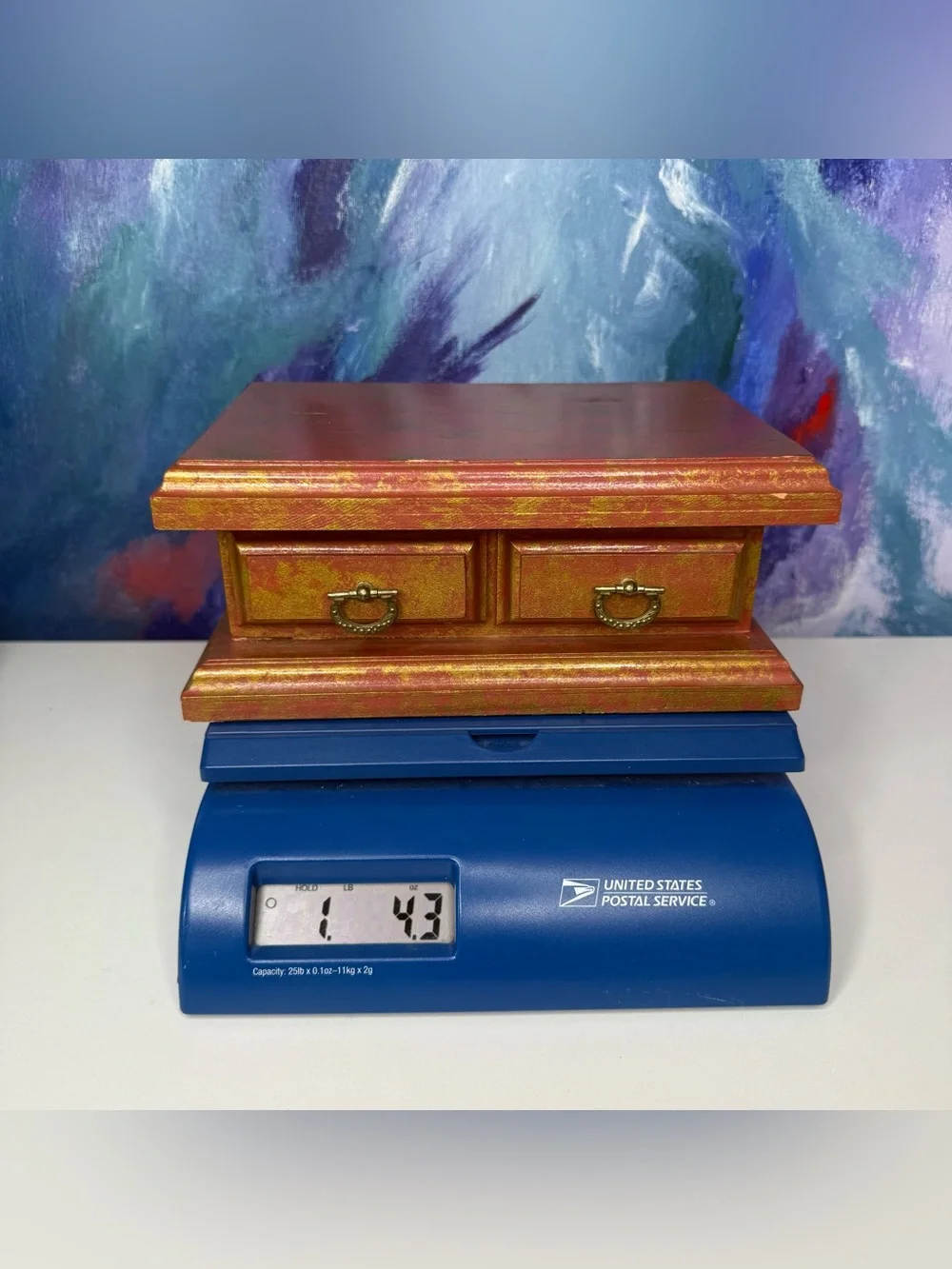 Wood Jewelry Box Marked Handcrafted at the Maine State Prison Trinket Box Red